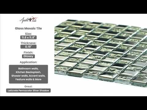 Silver 12x12 Glossy Square Glass Mosaic Tile (5 pack, 4.83 sq ft/case) - Sample