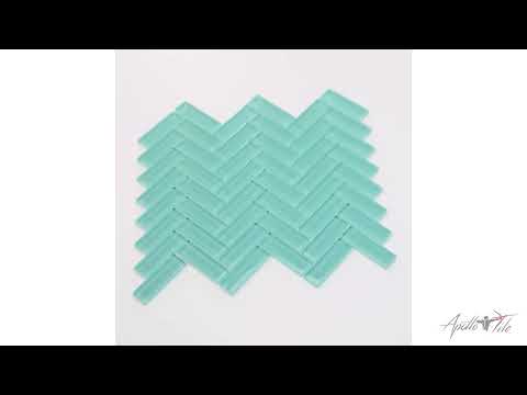 Sky Blue 11x13 Glossy Herringbone Glass Mosaic Tile (5 pack, 4.8125 sq ft/case) - Sample