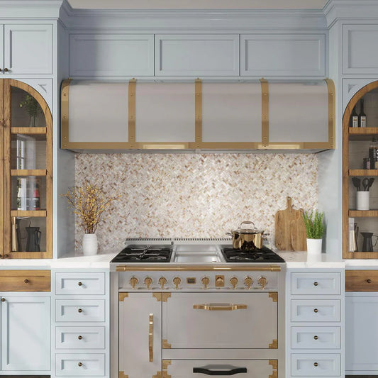 White Beige 11x11 Polished Herringbone Shell Mother of Pearl Mosaic Tile (20 pack, 16.19 sq ft/case) - Sample