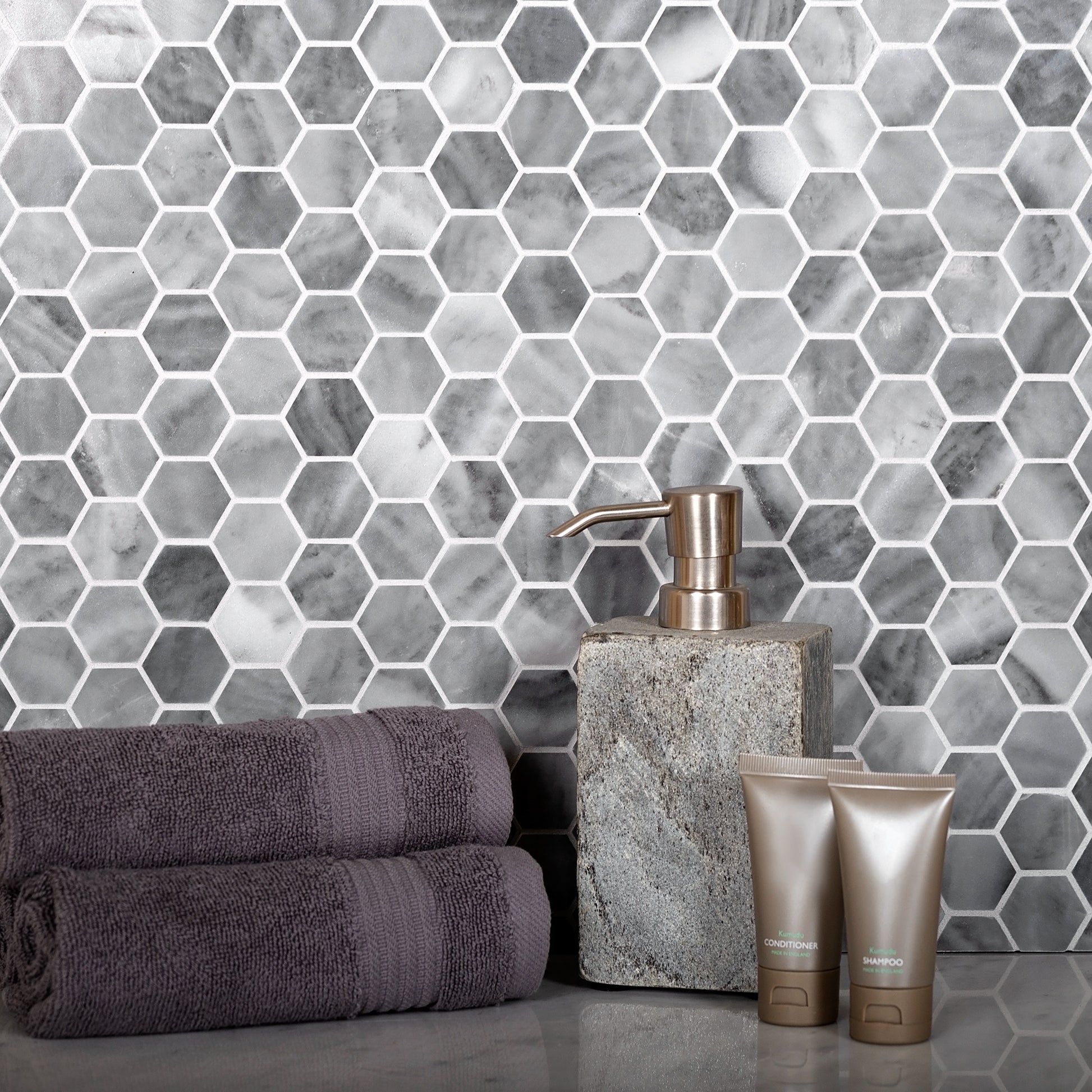 Relaxing Gray Hexagon Flooring Tile
