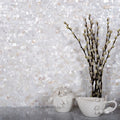 White mother-of-pearl mosaic tile, polished finish, 11 by 12 inches, for bathroom or shower walls and kitchen backsplash