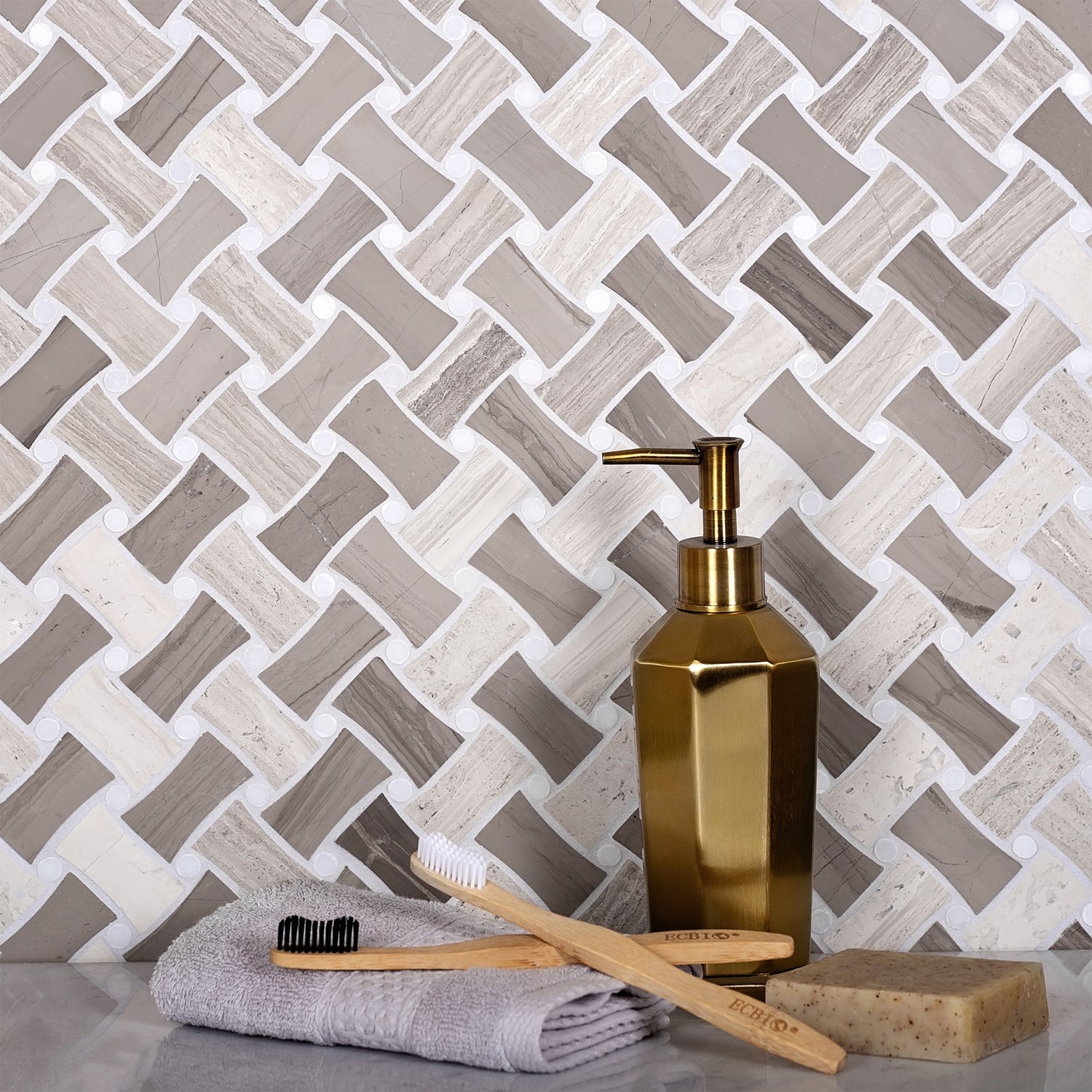 Elegant Gray Basketweave Tile