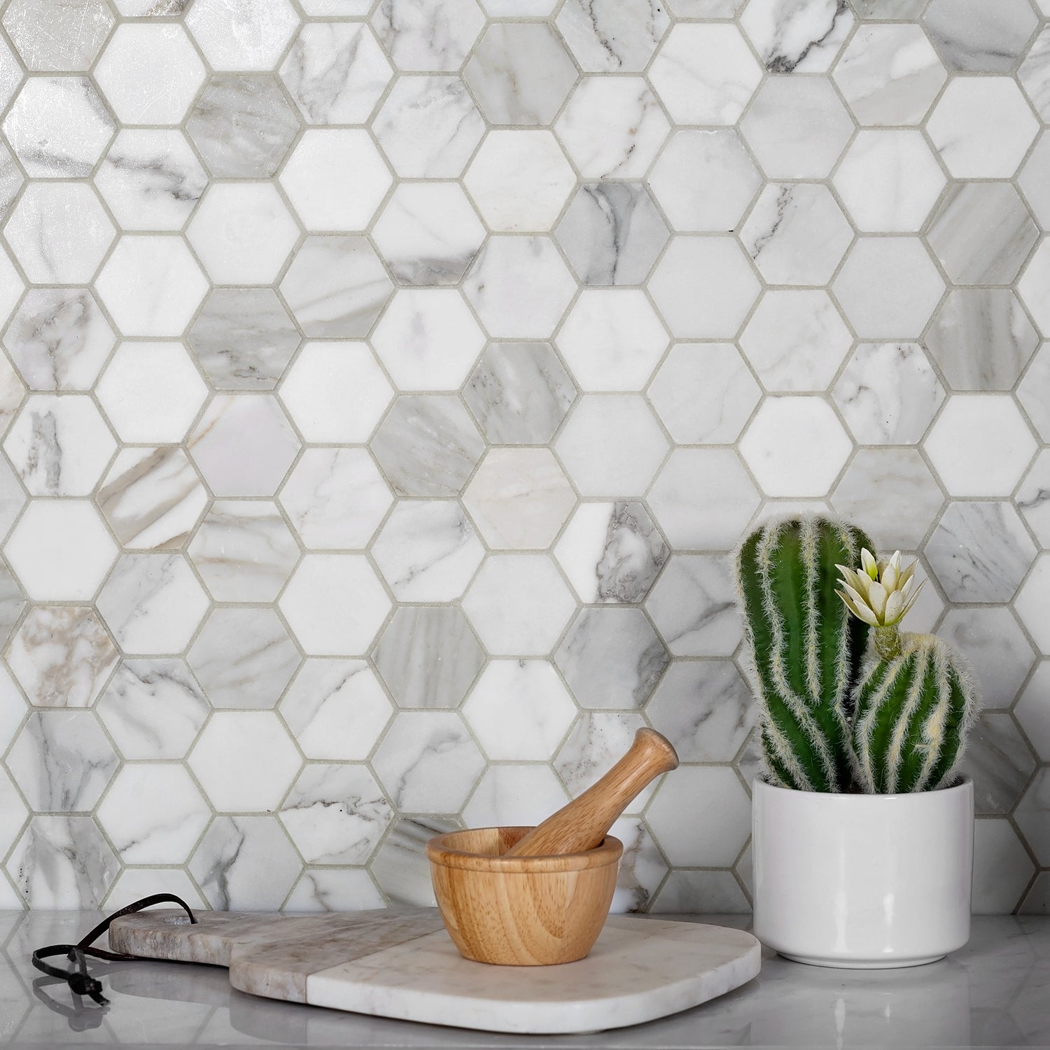 Honeycomb Marble Look Tile for Kitchen Backsplash