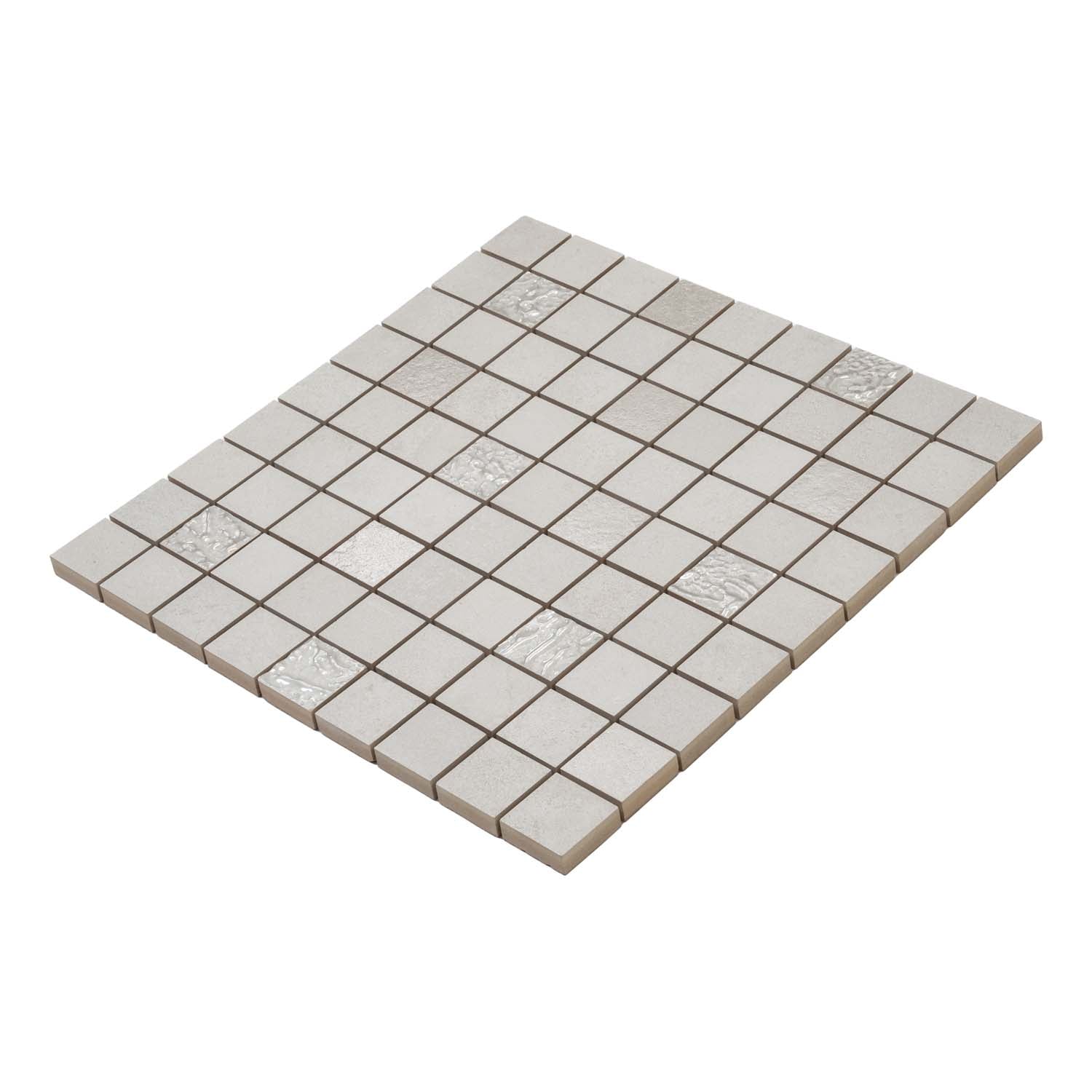 12x12 Smoke White Ceramic Mosaic Tile