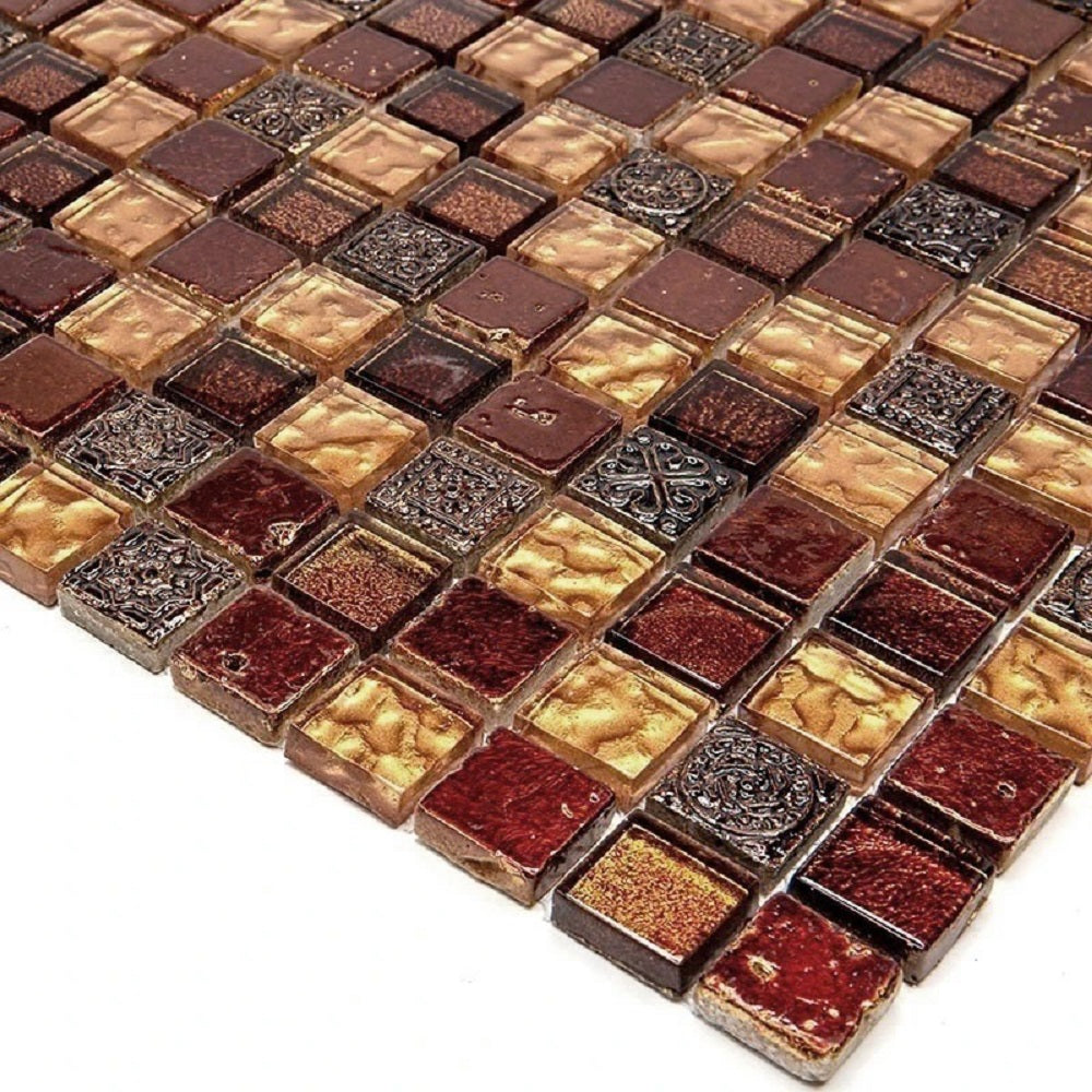 Gold and Red Glass Tile  