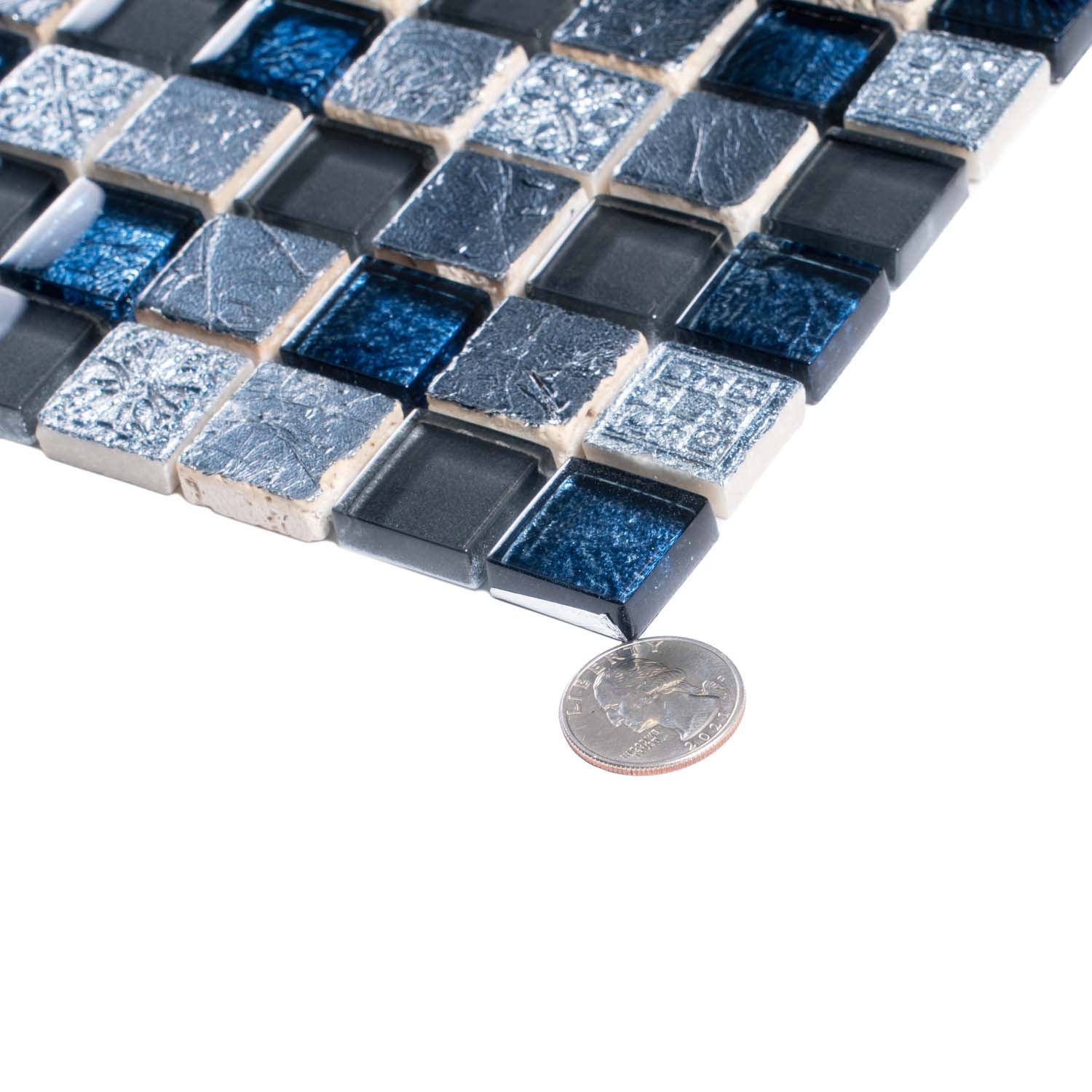 Gray and Blue Square Glass Tile