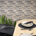 Gray and beige polished matte glass and stone mosaic tile backsplash, 12x12 inches