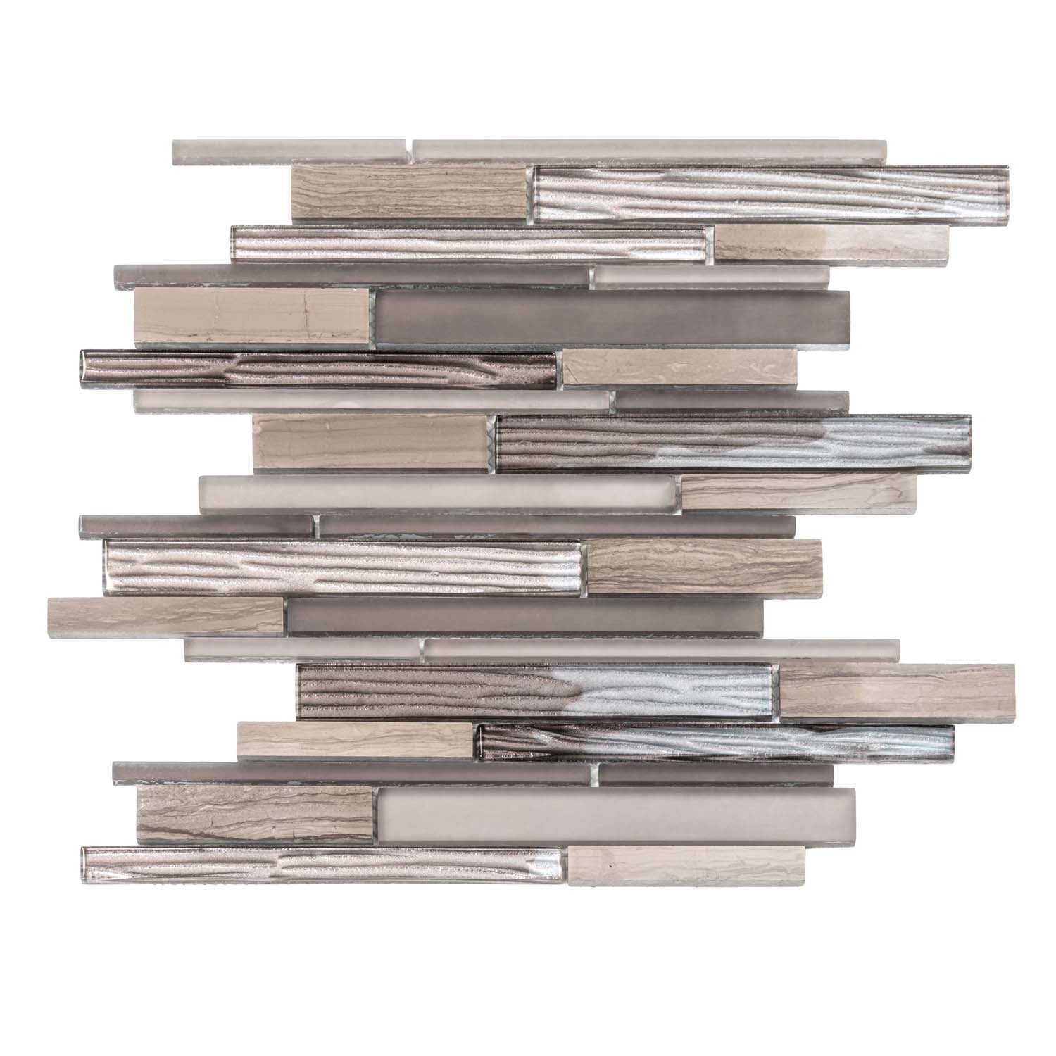 Gray and Beige Multi-finish Glass Tile