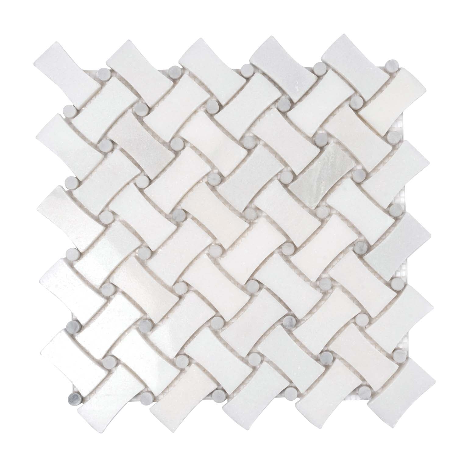 Pearl White Basketweave Marble Tile