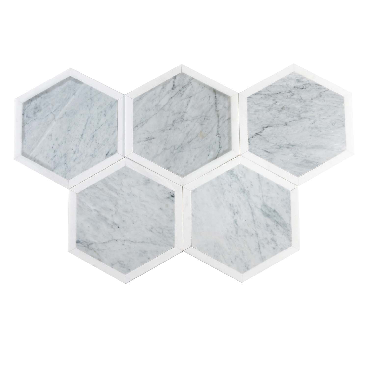 12x12 White and Gray Marble Mosaic Tiles