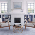 Polished Bianco Carrara white and gray chevron marble mosaic tile on fireplace wall