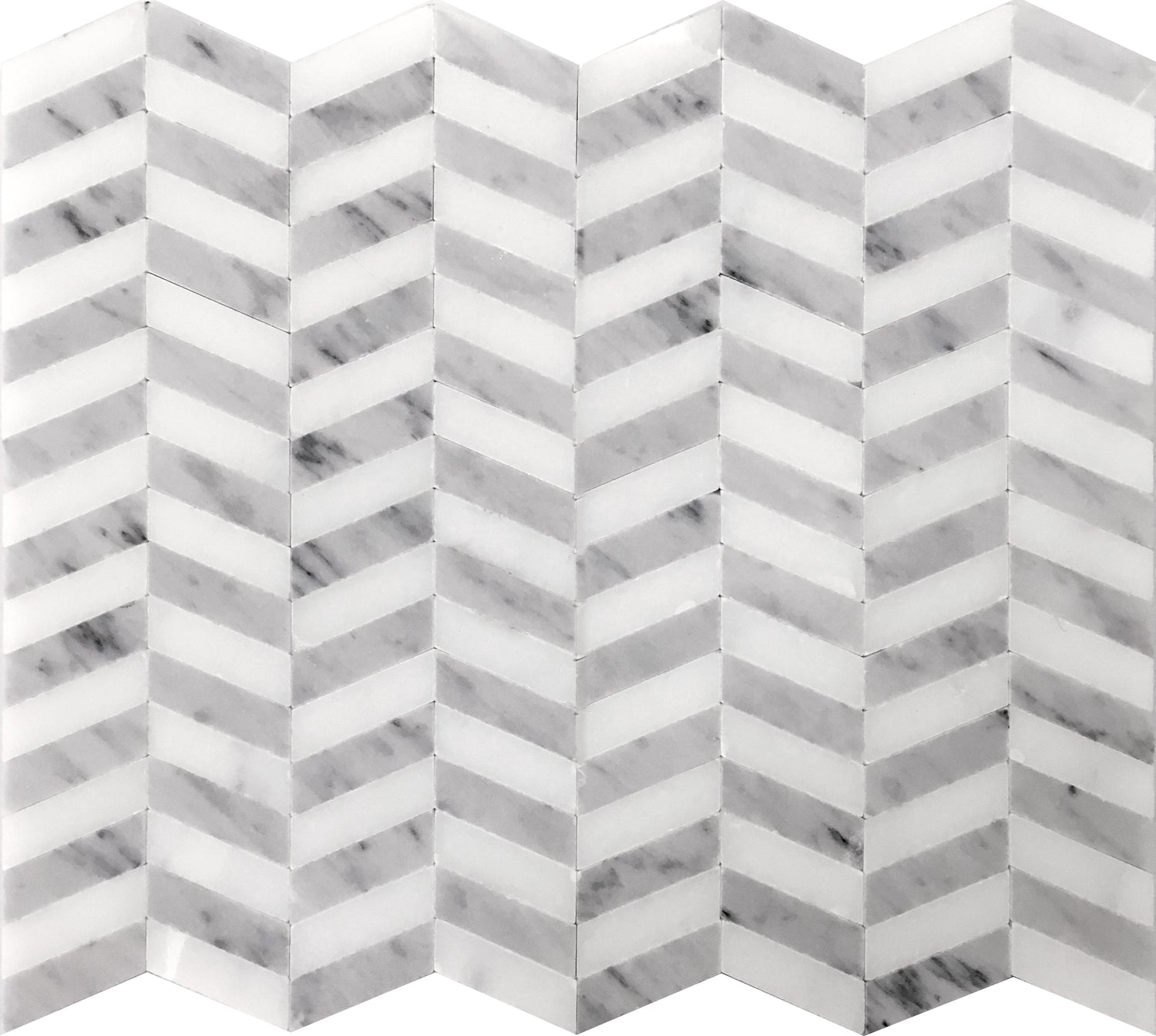 White and Gray Chevron Marble Mosaic Tile 