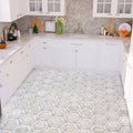 Bianco Carrara white polished hexagon marble mosaic tile on kitchen floor