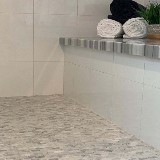 Elegant White Oval Marble Mosaic Tile