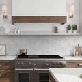 White polished oval Bianco Carrara marble mosaic tile backsplash 11x12 inches