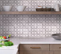White gray polished Thassos Bianco Carrara octagon and square marble mosaic tile backsplash
