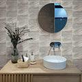 Gray Bardiglio Nuvolato marble 4x12 honed subway tiles on bathroom wall