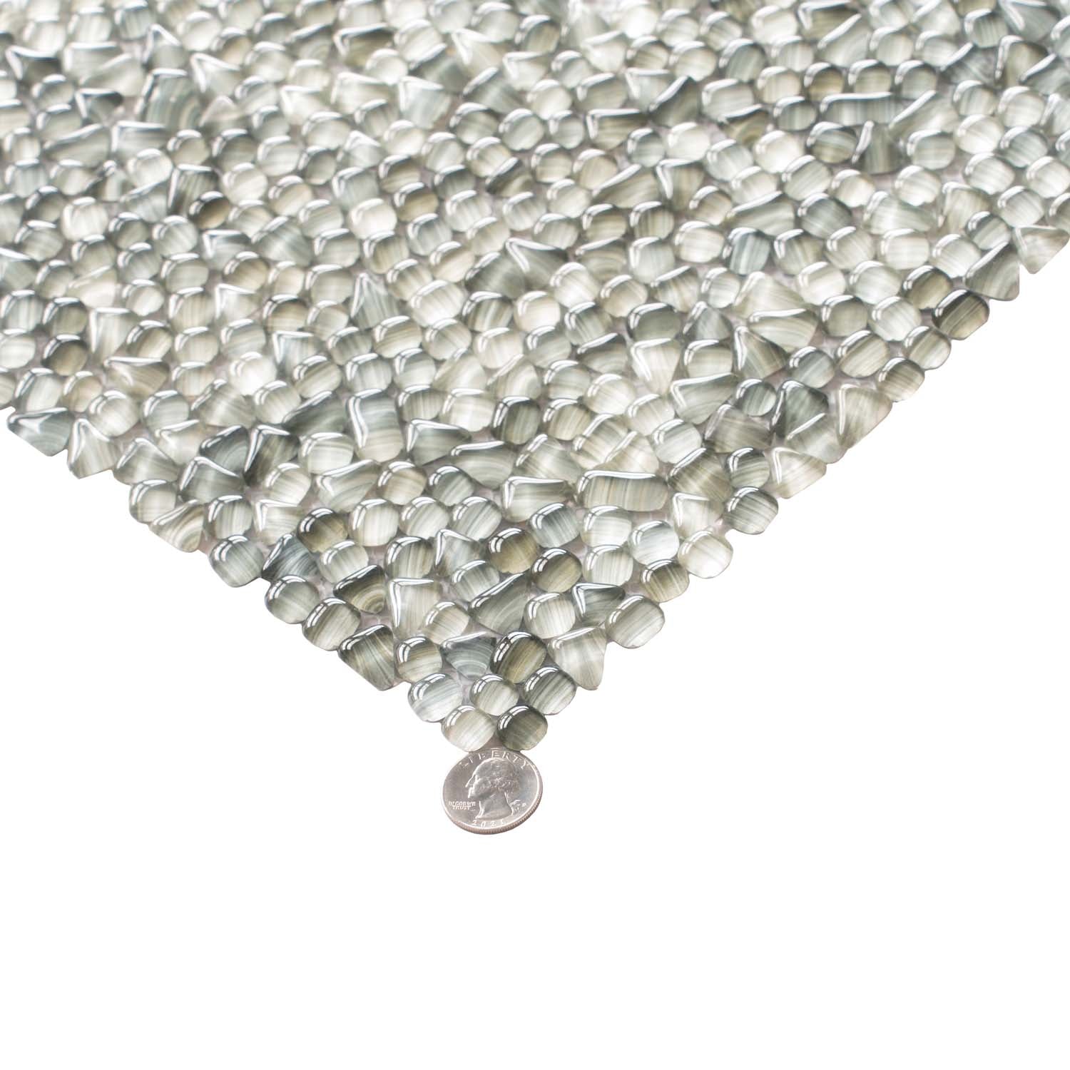 12x12 Gray Pebble Glass Mosaic Tile