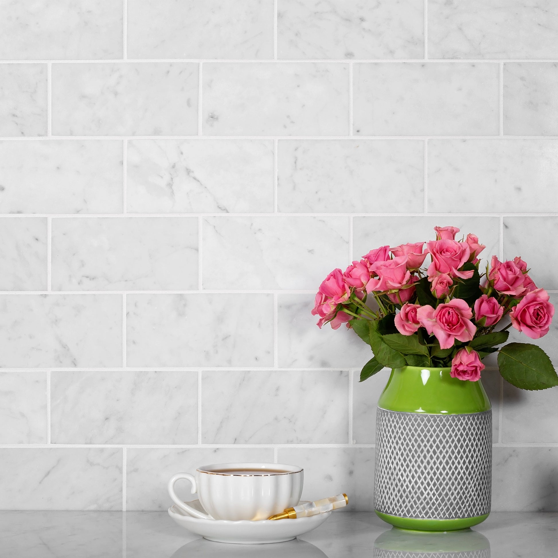 Honed White Marble Subway Tile