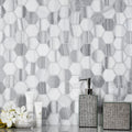 Gray polished hexagon marble mosaic tile, 12x12 inches, suitable for bathroom walls and kitchen backsplash backsplashes