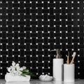 Polished black natural stone basketweave 12x12 inch tile for bathroom wall or kitchen backsplash