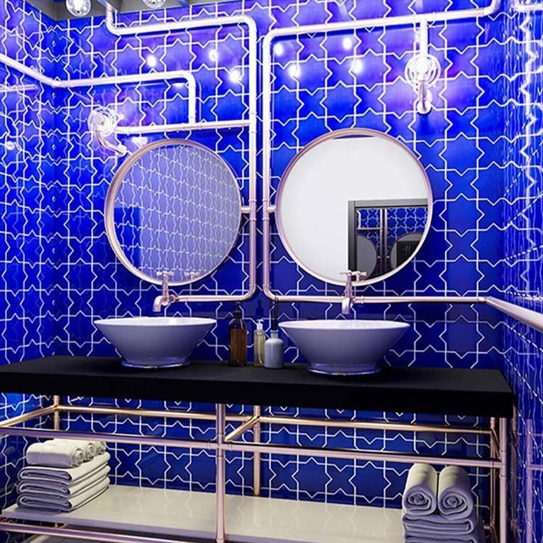 5x5 Blue Glossy Ceramic Star-Shaped Tile