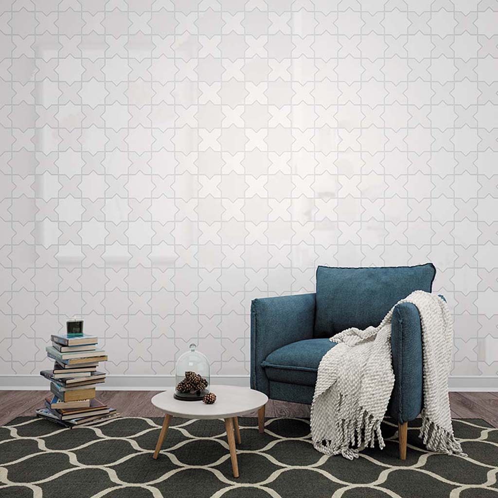 5x5 White Ceramic Star-Shaped Tile