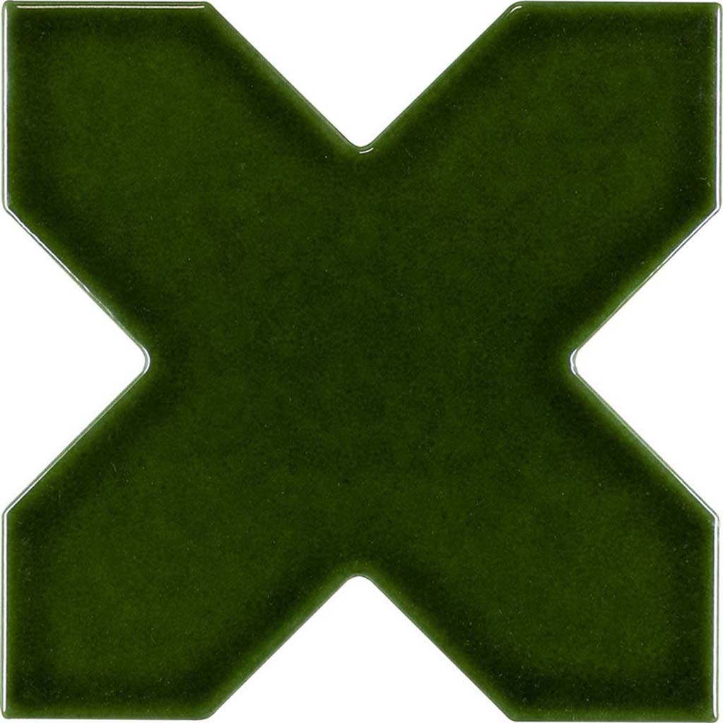 5x5 Green Glossy Ceramic Cross-Shaped Tile