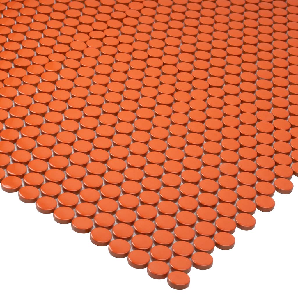 Orange Penny Round Accent Wall Tile