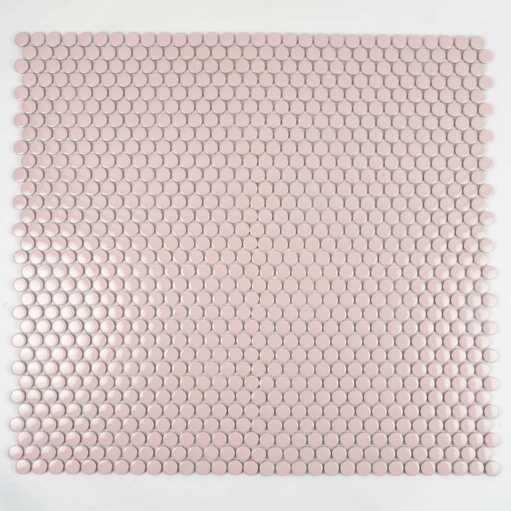 1X1 Cirkel Glossy Pink Porcelain Tile