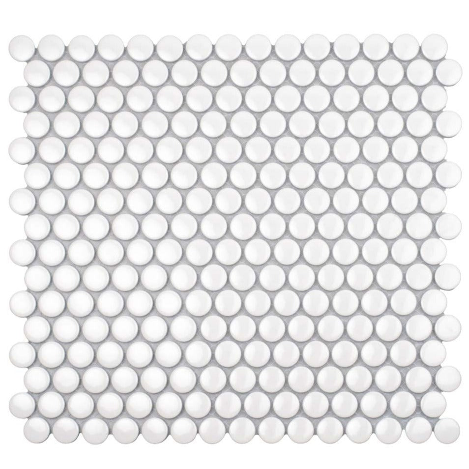 1X1 Cirkel Glossy White Porcelain Tile