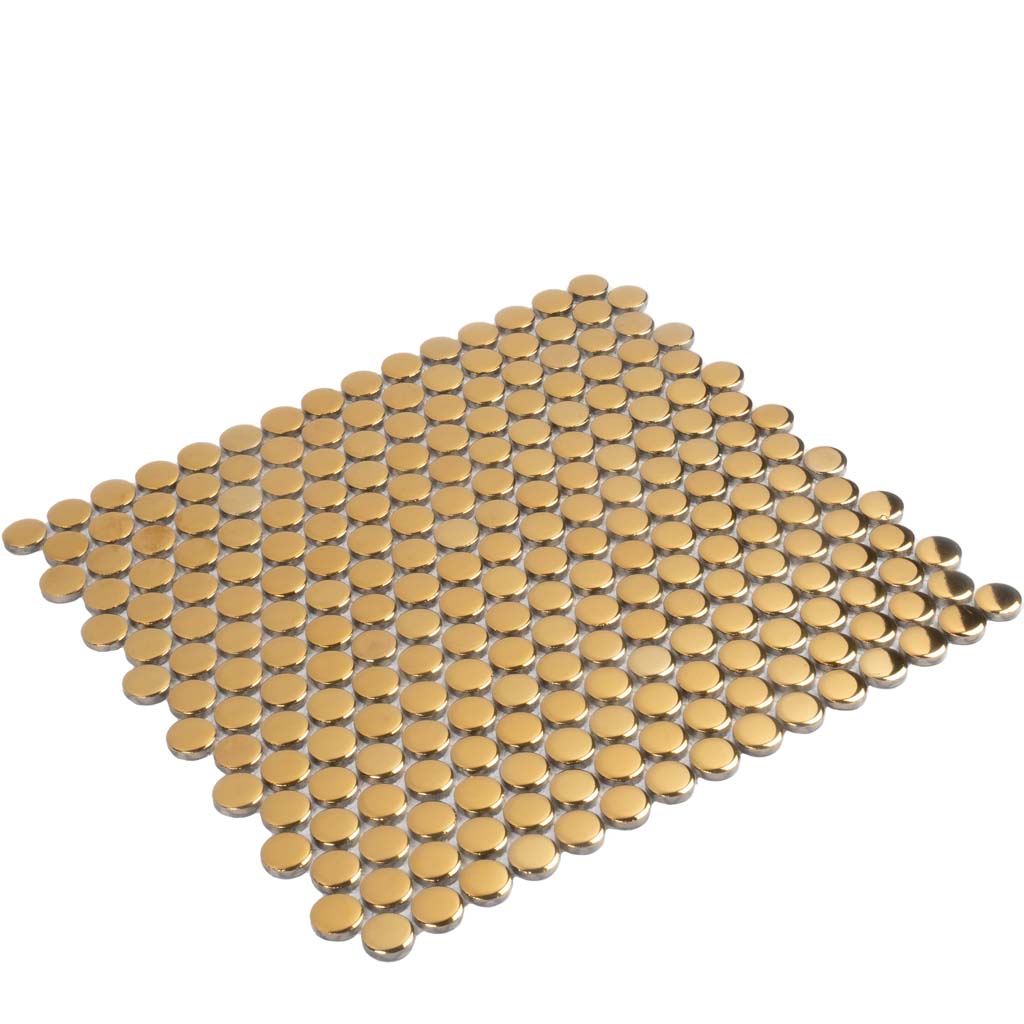 1X1 Cirkel Glossy Gold Penny Round Floor Tile