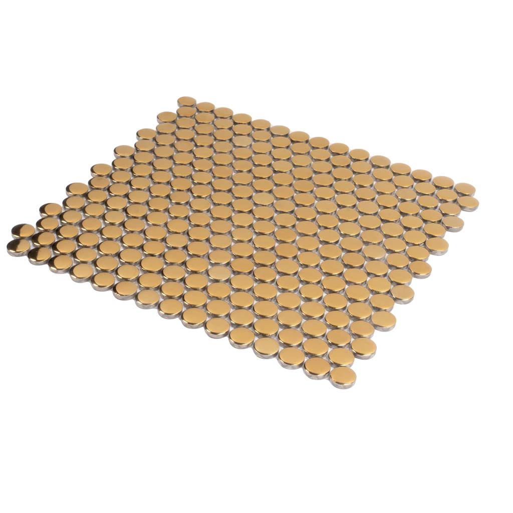 Elegant Gold Penny Round Backsplash Tile