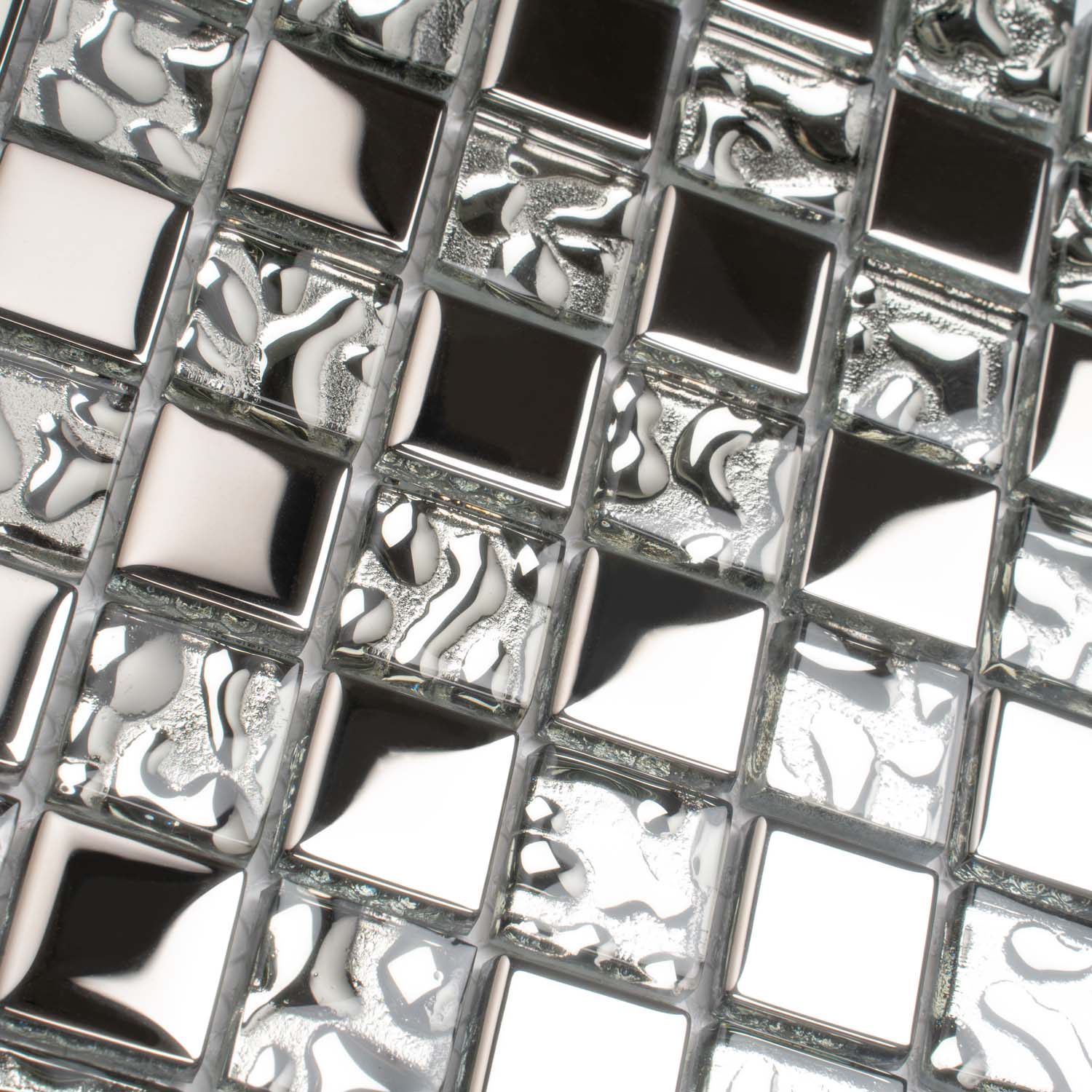 12x12 Silver Polished Glass Tile  